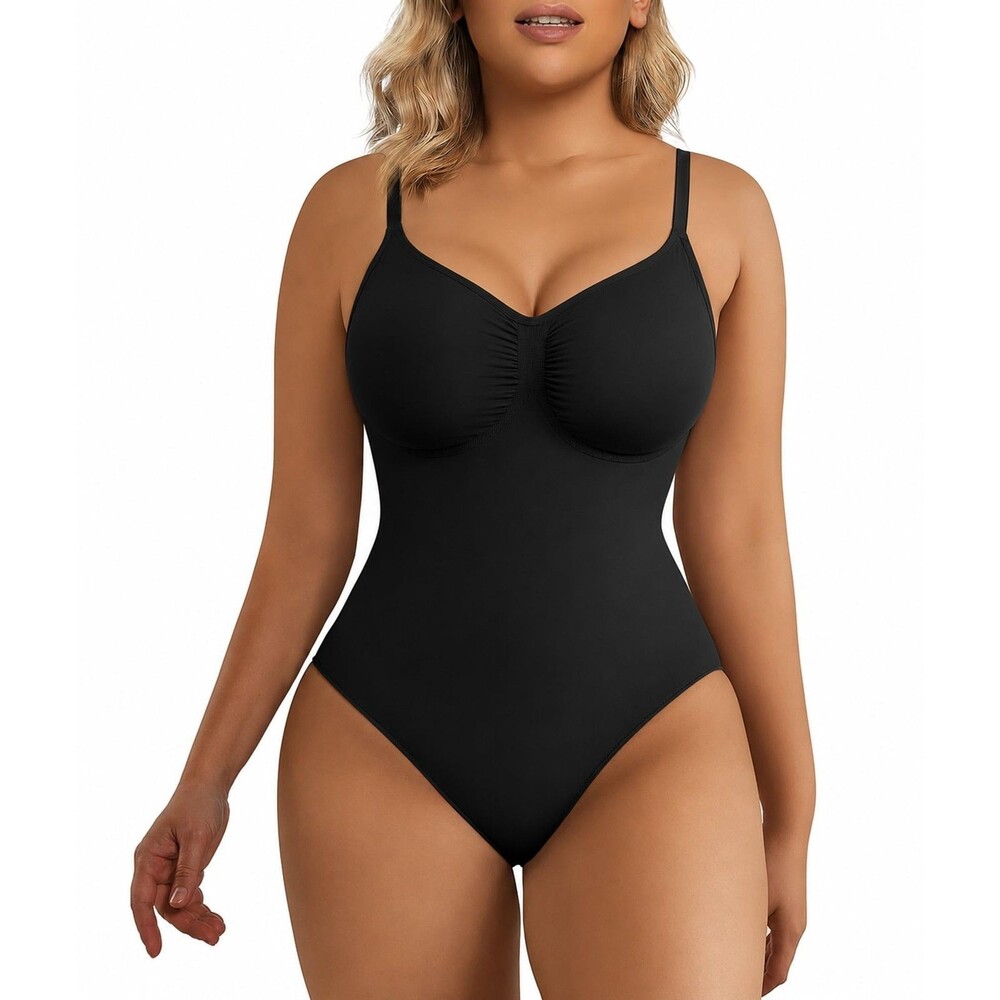 SHAPERX Women's Tummy Control Shapewear Thong Bodysuit Seamless Body Shaper